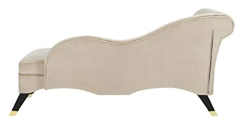 Safavieh Home Caiden Modern Tan Velvet And Espresso Chaise Lounge Chair 3 Safavieh Home Caiden Modern Tan Velvet And Espresso Chaise Lounge Chair - Image 3