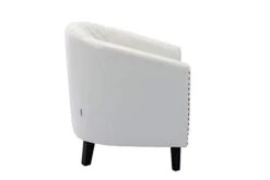 SSLine Modern White Leather Upholstered Accent Arm Chair Soft Barrel Club Chairs For Living Room Comfy Single Sofa Office Guest Chatting Chair With Solid Wood Legs And Nailhead For Bedroom (White) 17 SSLine Modern White Leather Upholstered Accent Arm Chair Soft Barrel Club Chairs For Living Room Comfy Single Sofa Office Guest Chatting Chair With Solid Wood Legs And Nailhead For Bedroom (White) -Safavieh Furnitue Shop 21KLqgZm3DL