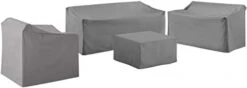 Crosley Furniture MO75011-GY Heavy-Gauge Reinforced Vinyl 4 Piece Furniture Cover Set (Loveseat, Sofa, Table/Ottoman, Chair), Gray
