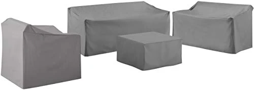 Crosley Furniture MO75011-GY Heavy-Gauge Reinforced Vinyl 4 Piece Furniture Cover Set (Loveseat, Sofa, Table/Ottoman, Chair), Gray 1 Crosley Furniture MO75011-GY Heavy-Gauge Reinforced Vinyl 4 Piece Furniture Cover Set (Loveseat, Sofa, Table/Ottoman, Chair), Gray