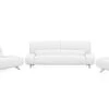Zuri Modern Aspen White Microfiber Leather Sofa Set With Loveseat And Chair
