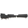 Modway Engage Mid-Century Modern Upholstered Fabric Sofa, Loveseat And Armchair In Gray