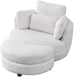 GoDoco 42" W Swivel Accent Barrel Chair Set Lounge Club Big Round Sofa With 4 Pillows And Storage Ottoman For Living Room And Bedroom (Black + Chenille) -Safavieh Furnitue Shop 31 jUF3FvoL. AC