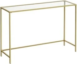 VASAGLE 39.4 Inches Console Table, Tempered Glass Sofa Table, Modern Entryway Table, Metal Frame, Easy To Assemble, Adjustable Feet, For Living Room, Hallway, Black ULGT026B01 -Safavieh Furnitue Shop 310HFX2Y1sL. AC