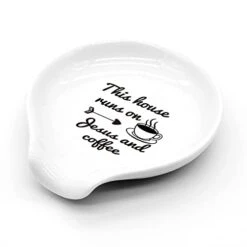 Littlefa Funny Coffee Quote This House Runs On Jesus And Black Sign Ceramic Spoon Holder-Coffee Rest -Coffee Station Decor Bar Accessories-Coffee Lovers Gift For Women Men 7 Littlefa Funny Coffee Quote This House Runs On Jesus And Black Sign Ceramic Spoon Holder-Coffee Rest -Coffee Station Decor Bar Accessories-Coffee Lovers Gift For Women Men -Safavieh Furnitue Shop 310MTNP3piL