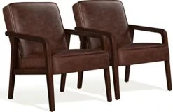 Yaheetech PU Leather Accent Chair, Mid-Century Modern Barrel Chair With Wooden Frame And Soft Thick Padded For Living Room Bedroom Home Office, Set Of 2, Dark Brown 17 Yaheetech PU Leather Accent Chair, Mid-Century Modern Barrel Chair With Wooden Frame And Soft Thick Padded For Living Room Bedroom Home Office, Set Of 2, Dark Brown -Safavieh Furnitue Shop 311JYeSjE6L. AC
