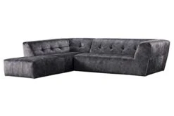 Acanva Luxury Mid-Century Velvet Tufted Low Back Sofa Set L-Shape 2-Piece Living Room Couch, 113"W Left Hand Facing Sectional, Grey -Safavieh Furnitue Shop 313G396dtgL