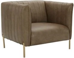 Amazon Brand – Rivet Frederick Mid-Century Channel Tufted Leather Chair, 38"W, Taupe -Safavieh Furnitue Shop 3159sijELAL. AC