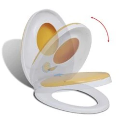 VidaXL White & Yellow Soft-Close Toilet Seat Adults/Children