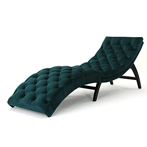 Christopher Knight Home Garret Tufted Velvet Chaise Lounge, Teal / Dark Brown 1 Christopher Knight Home Garret Tufted Velvet Chaise Lounge, Teal / Dark Brown