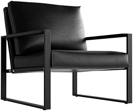 Recaceik Mid-Century Modern Leather Accent Chair, Upholstered PU Leather Chair, Lounge Living Room Chair With Metal Frame, Comfy Reading Armless Chair Home Furniture, Coffee 13 Recaceik Mid-Century Modern Leather Accent Chair, Upholstered PU Leather Chair, Lounge Living Room Chair With Metal Frame, Comfy Reading Armless Chair Home Furniture, Coffee - Image 13