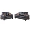 Poundex Bobkona Aria Faux Leather 2 Piece Sofa And Loveseat Set, Espresso