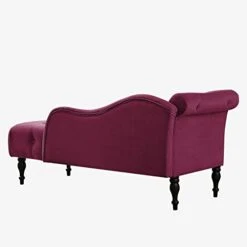 KIVENJAJA Velvet Chaise Lounge Indoor, 60” Tufted Upholstered Lounge Chair With Pillow & Rolled Arm Nailhead Trim For Bedroom Living Room Office, Burgundy -Safavieh Furnitue Shop 317F536lH9L