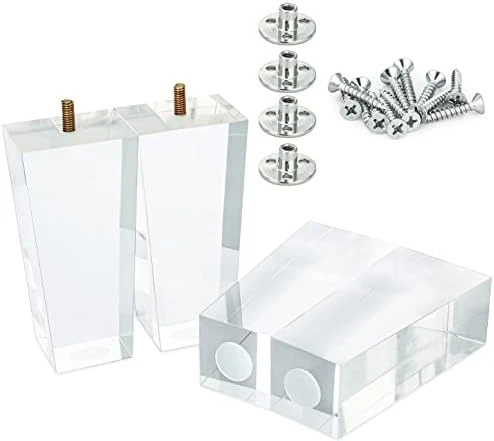 Ornavo Home Set Of 4 Square Mid-Century Modern 6 Inch Clear Acrylic Furniture Legs Replacement For Sofa, Couch, Armchair And Ottoman 7 Ornavo Home Set Of 4 Square Mid-Century Modern 6 Inch Clear Acrylic Furniture Legs Replacement For Sofa, Couch, Armchair And Ottoman - Image 7