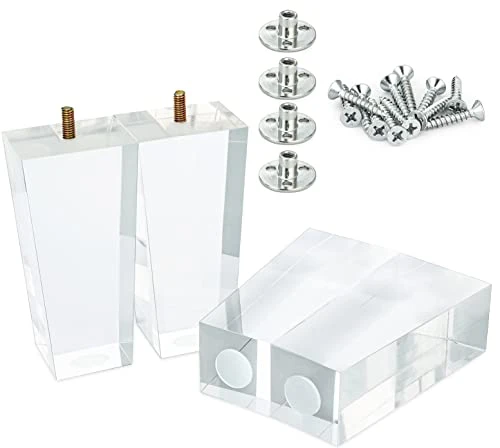Ornavo Home Set Of 4 Square Mid-Century Modern 6 Inch Clear Acrylic Furniture Legs Replacement For Sofa, Couch, Armchair And Ottoman 1 Ornavo Home Set Of 4 Square Mid-Century Modern 6 Inch Clear Acrylic Furniture Legs Replacement For Sofa, Couch, Armchair And Ottoman