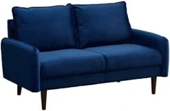 INSTORY Modern Sofa Set Velvet Sofa & Loveseat Set 2 Piece Tufted Couch Set With Wooden Legs For Living Room, Office - Space Blue -Safavieh Furnitue Shop 318ox1FukPL. AC