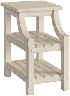 Martin Svensson Home Barn Door Chairside Table With Power, Antique White -Safavieh Furnitue Shop 3196YeQS8LL. AC