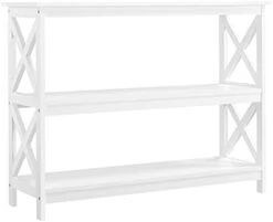 Topeakmart 42 Inch Long Console Sofa Table X Design Narrow Entryway Hallway Table W/ 3 Storage Shelves For Living Room, White -Safavieh Furnitue Shop 319WfB6yI7S. AC