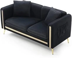 CALABASH 2 Piece Living Room Furniture Sets, Modern Tufted Velvet Sofa Couch And Loveseat With Removable Cushions Side Pocket And 4 Pillows For Bedroom Apartment(Black, 2+3 Seat) -Safavieh Furnitue Shop 319bTpM0AL. AC