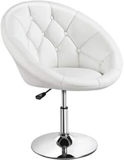Yaheetech Round Tufted Back Chair Living Room Chair Contemporary Height Adjustable Vanity Chair 360° Swivel Accent Chair Modern Look, White -Safavieh Furnitue Shop 31AP1ZhXpAL. AC