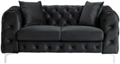 Morden Fort Modern Contemporary Accent Chair With Deep Button Tufting Dutch Velvet, Solid Wood Frame And Iron Legs-Silver Grey -Safavieh Furnitue Shop 31AaeQMPg8L. AC