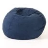 Great Deal Furniture Selena Traditional 5 Foot Suede Bean Bag (Cover Only), Midnight Blue