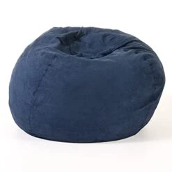 Great Deal Furniture Selena Traditional 5 Foot Suede Bean Bag (Cover Only), Midnight Blue