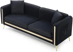 CALABASH 2 Piece Living Room Furniture Sets, Modern Tufted Velvet Sofa Couch And Loveseat With Removable Cushions Side Pocket And 4 Pillows For Bedroom Apartment(Black, 2+3 Seat) -Safavieh Furnitue Shop 31ByxynYSfL. AC