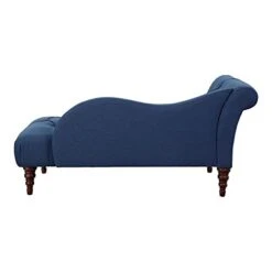 Pemberly Row 66" Indoor Roll Arm Chaise Lounge, Tufted Fabric Upholstered Lounge Chair With Wooden Legs For Living Room And Bedroom, Blue -Safavieh Furnitue Shop 31CLHQsI0YS