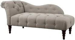 Pemberly Row 66" Indoor Roll Arm Chaise Lounge, Tufted Fabric Upholstered Lounge Chair With Wooden Legs For Living Room And Bedroom, Blue -Safavieh Furnitue Shop 31CrlbJwp1S. AC