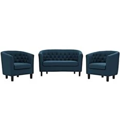 Modway Prospect Upholstered Fabric Living Room, Loveseat And Two Armchairs Set, Azure
