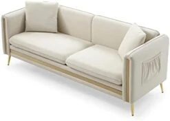 Homtique 77 Inch Upholstered Velvet Sofa Couch, Modern Sofa For Living Room With Side Pocket And 2 Pillows, Gold Metal Legs Decor Couches Furniture For Apartment/Office (Black) 29 Homtique 77 Inch Upholstered Velvet Sofa Couch, Modern Sofa For Living Room With Side Pocket And 2 Pillows, Gold Metal Legs Decor Couches Furniture For Apartment/Office (Black) -Safavieh Furnitue Shop 31DU29758HL. AC