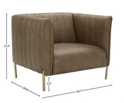 Amazon Brand – Rivet Frederick Mid-Century Channel Tufted Leather Chair, 38"W, Taupe -Safavieh Furnitue Shop 31Dcdu1QcDL