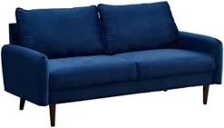 INSTORY Modern Sofa Set Velvet Sofa & Loveseat Set 2 Piece Tufted Couch Set With Wooden Legs For Living Room, Office - Space Blue -Safavieh Furnitue Shop 31DgeS13dYL. AC