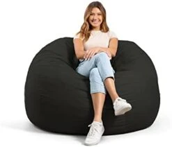 Big Joe Fuf Large Foam Filled Bean Bag Chair With Removable Cover, Black Lenox, 4ft Big -Safavieh Furnitue Shop 31Eg6SMYTL. AC