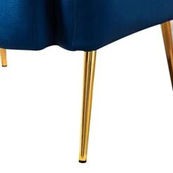 LSSPAID Velvet Accent Chair, Fabric Upholstered Accent Chairs For Living Room, Golden Metal Legs Armchairs, Navy Blue, Set Of 1 -Safavieh Furnitue Shop 31F10WrTqKL