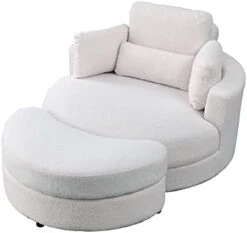 GoDoco 42" W Swivel Accent Barrel Chair Set Lounge Club Big Round Sofa With 4 Pillows And Storage Ottoman For Living Room And Bedroom (Black + Chenille) -Safavieh Furnitue Shop 31FS61 95eL. AC