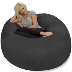 Chill Sack Bean Bag Chair: Giant 5' Memory Foam Furniture Bean Bag - Big Sofa With Soft Micro Fiber Cover - Dark Gray -Safavieh Furnitue Shop 31FqnSAIhhL