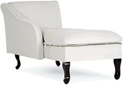 BELLEZE Modern Tufted Velvet Chaise Lounge With Storage, Elegant Victorian Vintage Style Upholstered Couch For Bedroom Or Living Room - Memphis (Beige) -Safavieh Furnitue Shop 31HSplQdsVL. AC