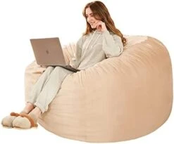 HABUTWAY Bean Bag Chair: Giant 4' Memory Foam Furniture Bean Bag Chairs For Adults With Microfiber Cover - 4Ft, Grey -Safavieh Furnitue Shop 31HXyqaIB5L. AC