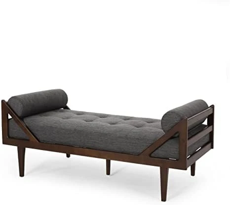 Christopher Knight Home Rayle Chaise Lounge, Wood, Navy Blue + Dark Brown 6 Christopher Knight Home Rayle Chaise Lounge, Wood, Navy Blue + Dark Brown - Image 6