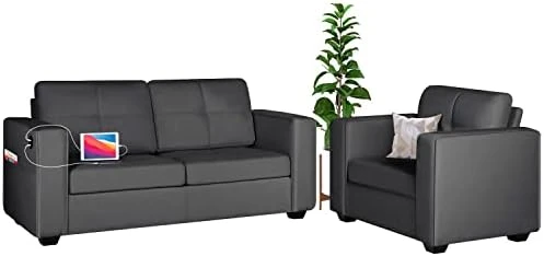 TYBOATLE Modern Living Room Sectional Sofa Sets 2 Piece, 65” W Tufted Mid-Century Loveseat Couch W/ 2 USB Charging Ports And Comfy Accent Arm Chairs For Small Space, Apartment, Office (Dark Grey) 10 TYBOATLE Modern Living Room Sectional Sofa Sets 2 Piece, 65” W Tufted Mid-Century Loveseat Couch W/ 2 USB Charging Ports And Comfy Accent Arm Chairs For Small Space, Apartment, Office (Dark Grey) - Image 10