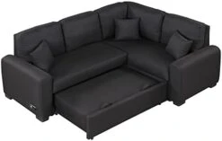 Merax L Shaped Sectional Sofa Couch Sleeper Bed With Storage Ottoman And Chaise For Living Room, Small Apartment Love Seats, Beige_Linen -Safavieh Furnitue Shop 31Ib7AfFbyL. AC