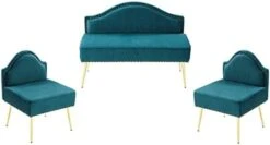 Homtique Velvet Loveseat & Accent Chair 3 Piece Set, Modern Upholstered Living Room Furniture Set, Armless Loveseat Settee With Gold Metal Legs, For Small Space, Bedroom, Apartment, Orange 29 Homtique Velvet Loveseat & Accent Chair 3 Piece Set, Modern Upholstered Living Room Furniture Set, Armless Loveseat Settee With Gold Metal Legs, For Small Space, Bedroom, Apartment, Orange -Safavieh Furnitue Shop 31J689pORzL. AC