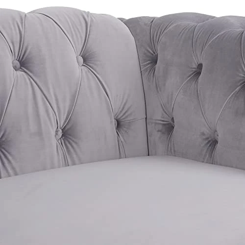 RARZOE 3 Pieces Of Living Room Furniture Sofa Sets, Modern Velvet Chesterfield Sofa&Chesterfield Club Chair&Chesterfield Loveseat Sofas Set With Nailhead Trim Scroll Arms For Living Room(Grey) 3 RARZOE 3 Pieces Of Living Room Furniture Sofa Sets, Modern Velvet Chesterfield Sofa&Chesterfield Club Chair&Chesterfield Loveseat Sofas Set With Nailhead Trim Scroll Arms For Living Room(Grey) - Image 3