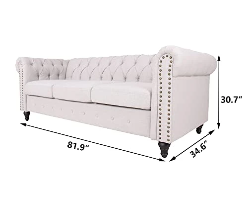 DRNCURN Chesterfield Sofa With Nail-Head For Living Room Office Sofa Set Modern Fabric Sofa Accent Tufted Chairs For Living Room 2 DRNCURN Chesterfield Sofa With Nail-Head For Living Room Office Sofa Set Modern Fabric Sofa Accent Tufted Chairs For Living Room - Image 2