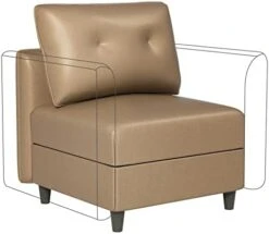 LLappuil Modular Sofa Middle Module With Storage For Customizable Sectional Couch, Accent Armless Chair, Waterproof, Anti-Scratch And Antistatic Fabric Sectional, Brown -Safavieh Furnitue Shop 31M AdyB8LL. AC