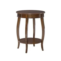 Powell Furniture Powell Hazelnut Round Shelf Table, 18" L X 18" W X 24" H