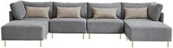 Familymill 108'' Linen L-Shaped Sectional Sofa With Removable Ottoman And 3 Pillows -Safavieh Furnitue Shop 31Oz8Yk5fL. AC
