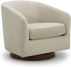 CHITA Swivel Accent Chair Armchair, Round Barrel Chairs In Performance Fabric For Living Room Bedroom, Ivory -Safavieh Furnitue Shop 31PBzGcBzbL. AC